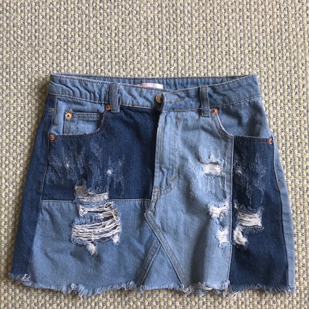 Ripped jean skirt